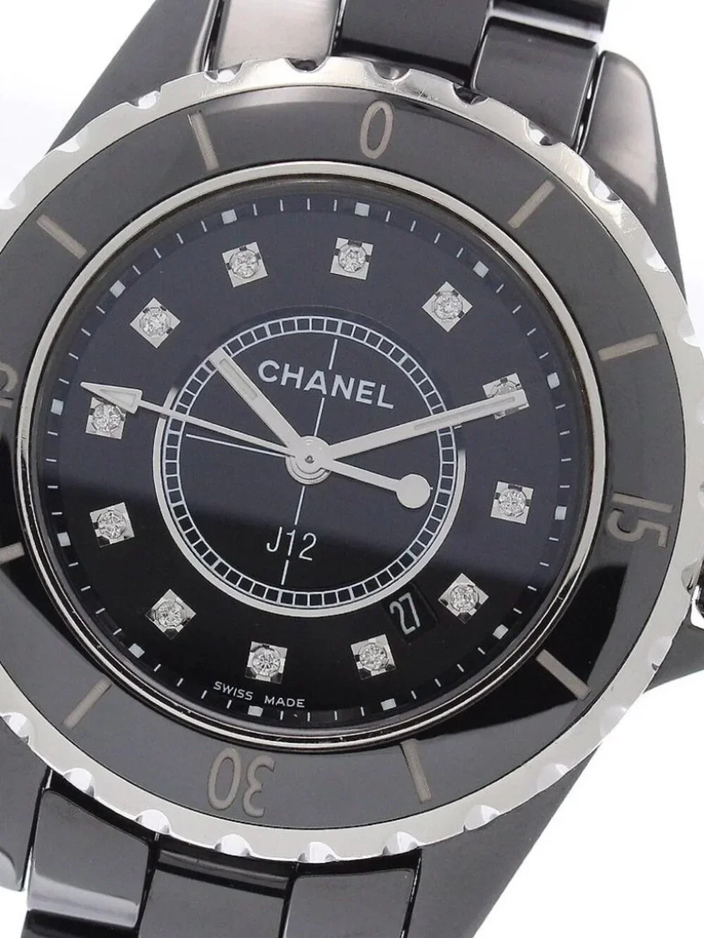 CHANEL J12 H1625 Black ceramic 33mm 12P diamond black Dial Quartz Ladies_959428